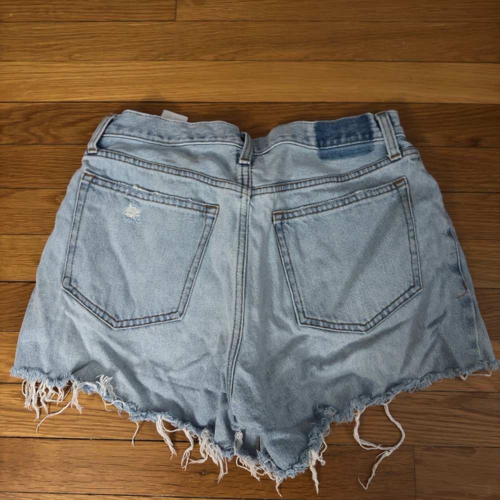 Abercrombie & Fitch Light Blue High-Waisted Jean Shorts - Picture 2 of 3